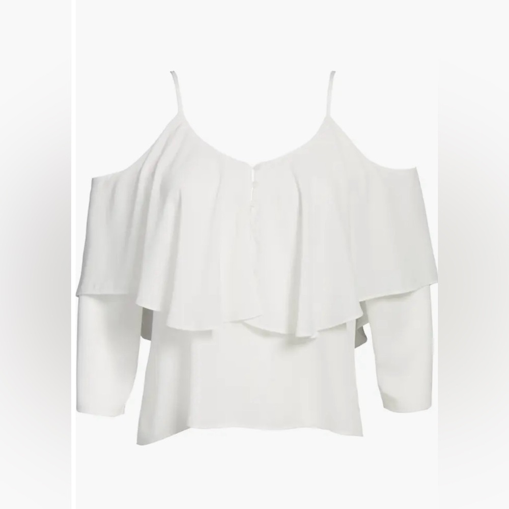 Elodie Ruffle Cold Shoulder Top - Picture 2 of 4
